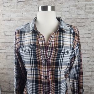 Kavu womens button down shirt plaid Small flannel